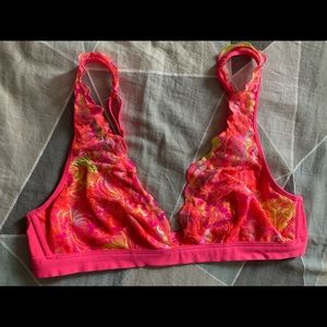 PINK floral neon bralette 34 dd (large)